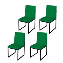 Kit 4 Cadeira Para Sala de Jantar Trendy Base Metálica Preto Suede Verde - Móveis Mafer