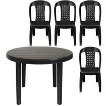Kit 4 Cadeira Poltrona E Mesa Redonda Preta Desmontável Kit 4 Cadeira Poltrona E Mesa Redonda Preta Desmontável