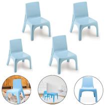 Kit 4 Cadeira Poltrona Infantil De Plástico Azul Injeplastec Kit 4 Cadeira Poltrona Infantil De Plástico Azul Injeplastec