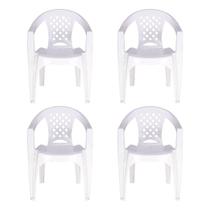 KIT 4 Cadeira Poltrona Plástica Iguape Branca 154kg Tramontina