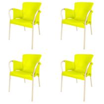 Kit 4 Cadeira Poltrona Plástica Polipropileno Talisia Pernas em Alumínio Moderna Resistente Versátil Casa Escritório