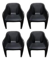 Kit 4 Cadeira Poltrona Plástico Resist 200 Multiuso Jardim e Área Externa JR P