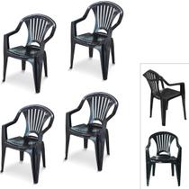 Kit 4 Cadeira Poltrona Plástico Vime Multiuso Ler Preta Kit 4 Cadeira Poltrona Plástico Vime Multiuso Ler Preta