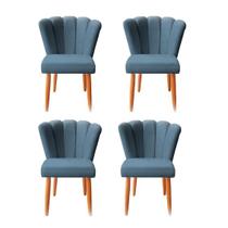 Kit 4 Cadeira Poltrona Sala de Jantar Penteadeira Reforçada Decorativa Pétala Suede