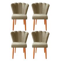 Kit 4 Cadeira Poltrona Sala de Jantar Penteadeira Reforçada Decorativa Pétala Suede