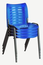 Kit 4 cadeira prisma iso fixa para igreja recepção sala de espera azul