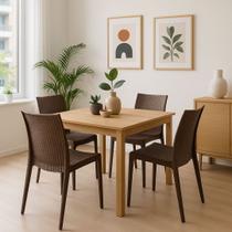 Kit 4 Cadeira Rattan Marrom Sala Jantar Restaurante