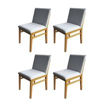 Kit 4 Cadeira Rope em Madeira Maciça de Eucalipto Linho Kit 4 Cadeira Rope em Madeira Maciça de Eucalipto Linho