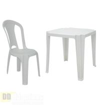 kit 4 cadeira s/ bracos torres economy br +mesa quadrada tambau br - Tramontina