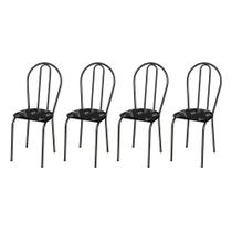 Kit 4 Cadeiras 004 Cromo Preto/Florido - Artefamol Kit 4 Cadeiras 004 Cromo Preto/Florido - Artefamol