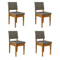Kit 4 Cadeiras 100% Madeira Maciça Encosto e Assento Estofado Miami Kit 4 Cadeiras 100% Madeira Maciça Encosto e Assento Estofado Miami