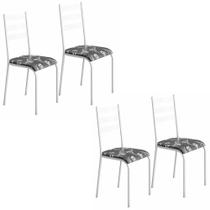 Kit 4 Cadeiras 541 Sala Jantar Cozinha Pés Aço Tubular