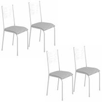 Kit 4 Cadeiras 542 Sala Jantar Cozinha Pés Aço Tubular