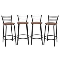 Kit 4 Cadeiras 60cm Para Balcão Flórida Preta Bistrô Bar Cozinha Gourmet Ilha Área de Lazer Piscina Bancada