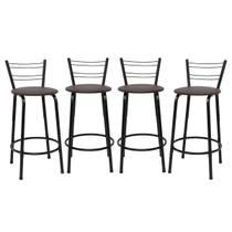 Kit 4 Cadeiras 60cm Para Balcão Flórida Preta Bistrô Bar Cozinha Gourmet Ilha Área de Lazer Piscina Bancada