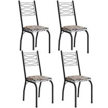 Kit 4 Cadeiras Aço Carbono Tubular Metálica Acabamento D-25 Luana Preto-cedro Kit 4 Cadeiras Aço Carbono Tubular Metálica Acabamento D-25 Luana Preto-cedro