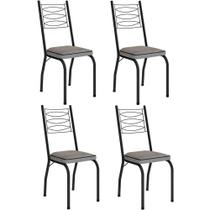 Kit 4 Cadeiras Aço Carbono Tubular Metálica Acabamento D-25 Luana Preto-grafiato Kit 4 Cadeiras Aço Carbono Tubular Metálica Acabamento D-25 Luana Preto-grafiato