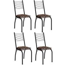 Kit 4 Cadeiras Aço Carbono Tubular Metálica Acabamento D-25 Luana Preto-mosaico Palha Kit 4 Cadeiras Aço Carbono Tubular Metálica Acabamento D-25 Luana Preto-mosaico Palha