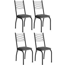 Kit 4 Cadeiras Aço Carbono Tubular Metálica Acabamento D-25 Luana Preto-platina Kit 4 Cadeiras Aço Carbono Tubular Metálica Acabamento D-25 Luana Preto-platina