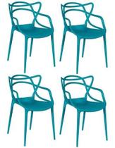 Kit 4 cadeiras allegra azul turquesa