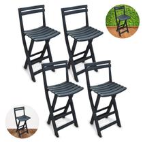 Kit 4 Cadeiras Alta De Plástico Dobrável Jantar Preta 110kg Kit 4 Cadeiras Alta De Plástico Dobrável Jantar Preta 110kg