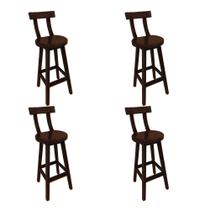 Kit 4 Cadeiras Altas Girafa Madeira com Encosto Design Moderno para Bancada Área Gourmet - Imbuia Kit 4 Cadeiras Altas Girafa Madeira com Encosto Design Moderno para Bancada Área Gourmet - Imbuia