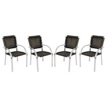 Kit 4 Cadeiras Alumínio Trama Colmeia Resistente Pedra Ferro Kit 4 Cadeiras Alumínio Trama Colmeia Resistente Pedra Ferro