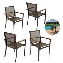 Kit 4 Cadeiras Amelia Tela Sling e Alumínio para Jardim Piscina Jantar Kit 4 Cadeiras Amelia Tela Sling e Alumínio para Jardim Piscina Jantar