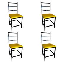 Kit 4 Cadeiras Ana Inustrial para cozinha e área de lazer Assento Amarelo