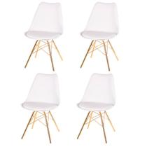 Kit 4 Cadeiras ANM6067F Eames Saarinen Joly Anima Office Polipropileno Branco Base Ferro Dourada Kit 4 Cadeiras ANM6067F Eames Saarinen Joly Anima Office Polipropileno Branco Base Ferro Dourada