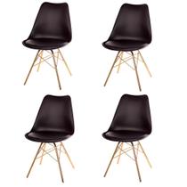 Kit 4 Cadeiras ANM6067F Eames Saarinen Joly Anima Office Polipropileno Preto Base Ferro Dourada Kit 4 Cadeiras ANM6067F Eames Saarinen Joly Anima Office Polipropileno Preto Base Ferro Dourada