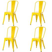 Kit 4 Cadeiras ANM6671F Tolix Iron Titan Anima Office Ferro Pintura Epóxi Amarelo Kit 4 Cadeiras ANM6671F Tolix Iron Titan Anima Office Ferro Pintura Epóxi Amarelo