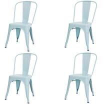 Kit 4 Cadeiras ANM6671F Tolix Iron Titan Anima Office Ferro Pintura Epóxi Azul Claro Fosco