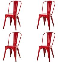 Kit 4 Cadeiras ANM6671F Tolix Iron Titan Anima Office Ferro Pintura Epóxi Vermelho