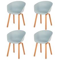 Kit 4 Cadeiras ANM8095F Toledo Anima Office Assento Polipropileno Cinza Base Aço Simulando Madeira