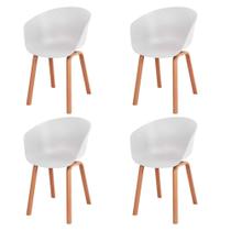 Kit 4 Cadeiras ANM8095F Toledo Anima Office AssentoPolipropileno Branco Base Aço Simulando Madeira