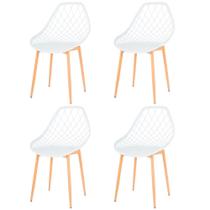 Kit 4 Cadeiras ANM8196F Cloe Kaila Anima Office Em Polipropileno Branco Base Metal Simulando Madeira Kit 4 Cadeiras ANM8196F Cloe Kaila Anima Office Em Polipropileno Branco Base Metal Simulando Madeira