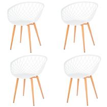 Kit 4 Cadeiras ANM8197F Loa Clarice Anima Office Polipropileno Branco Base Metal Pintura Madeira