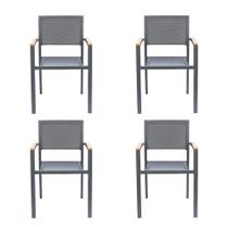 Kit 4 Cadeiras Área Externa com Tela Mesh Mangue de Alumínio Grafite G56 - Gran Belo