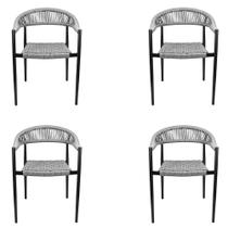 Kit 4 Cadeiras Área Externa de Alumínio Carmy com Corda Naútica Preto/Grafite G56 - Gran Belo