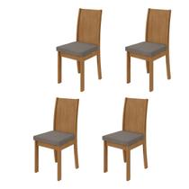 Kit 4 Cadeiras Athenas Amêndoa Clean/Suede Animale Bege 75868 - Móveis Lopas