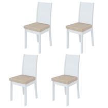 Kit 4 Cadeiras Athenas Branco/Linho Rinzai Bege 75868 - Móveis Lopas