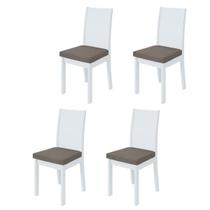 Kit 4 Cadeiras Athenas Branco/Suede Animale Bege 75868 - Móveis Lopas