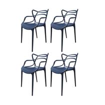 Kit 4 Cadeiras Aviv Azul Marinho Polipropileno Fratini
