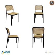 Kit 4 Cadeiras Bali Preto Rattan - Fratini