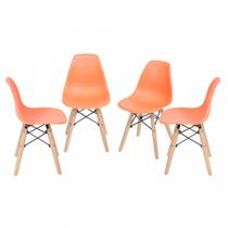 Kit 4 Cadeiras Base Madeira Eames Dkr