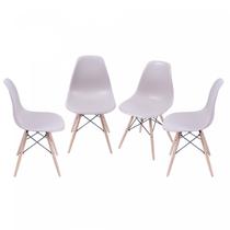 Kit 4 Cadeiras Base Madeira Eames Dkr