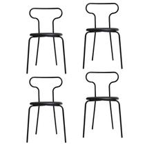 Kit 4 Cadeiras Base Tubular Fixa Fantasminha Chef Preto