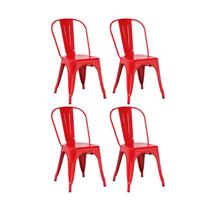 Kit 4 Cadeiras Berlim Vermelho Aço 85x44x50cm Fratini