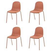 kit 4 Cadeiras Bilbao Fratini Encosto PP Terracota Assento Almofada Terracota Base Aço Terracota